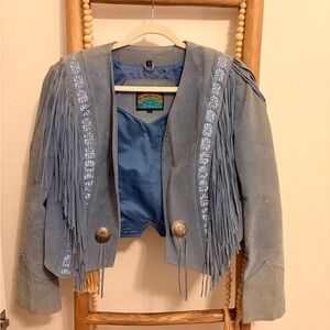 PIONEER WEAR Light Blue Suede Western Jacket with Label